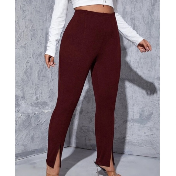 Plus size black stretchy split hem pants - Picture 11 of 15